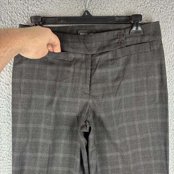 Focus 2000 Pants Women's 6P Petite Plaid Gray Straight Leg Career Workwear - Picture 2 of 12
